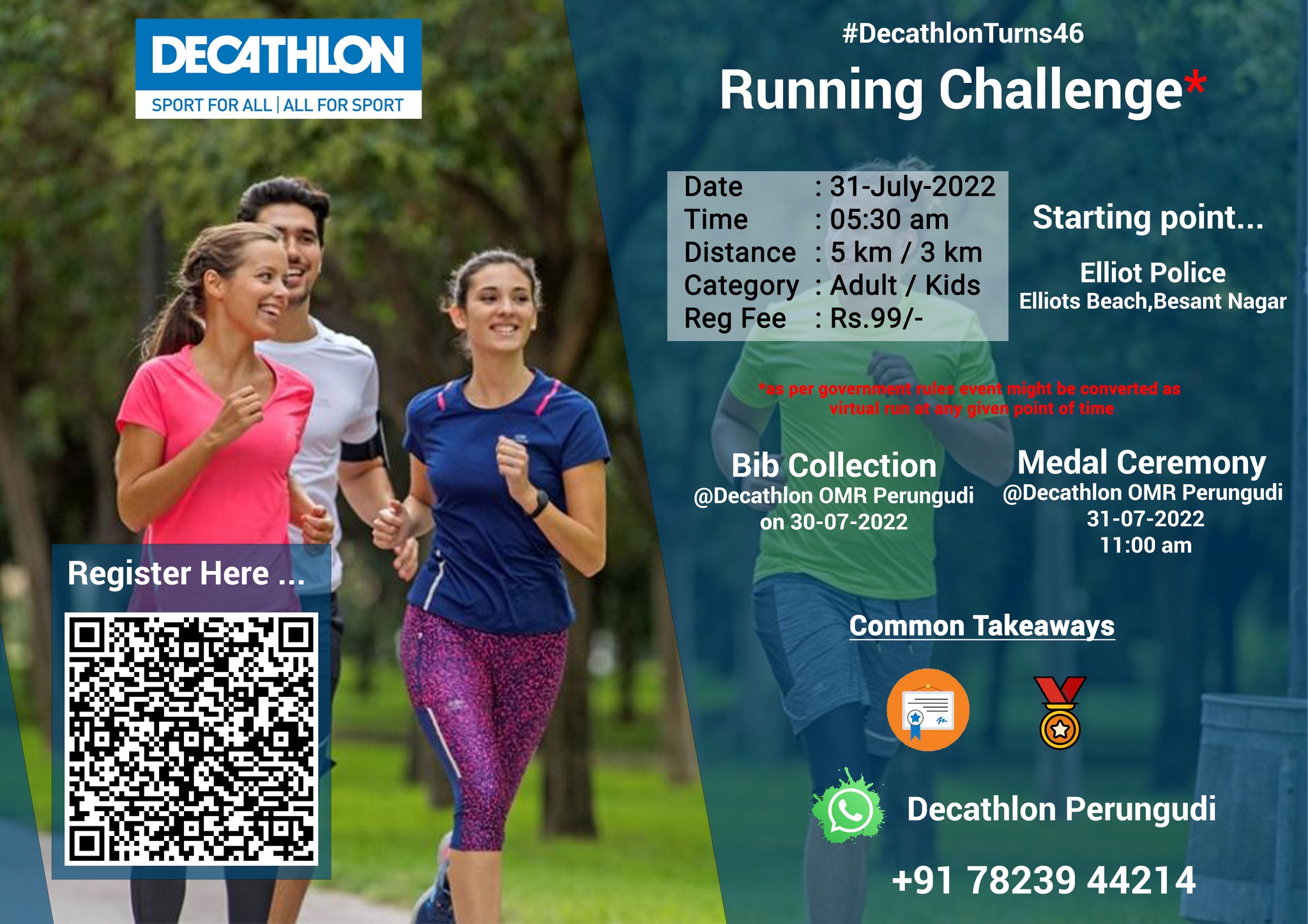 Decathlon Sports India - Atria - We are celebrating 46 years of Decathlon  this month with our mega event Decathlon 5K Run. 46 lucky participants  will get a chance to WIN a